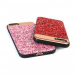 Wholesale iPhone 8 / 7 Sparkling Glitter Chrome Fancy Case with Metal Plate (Red)